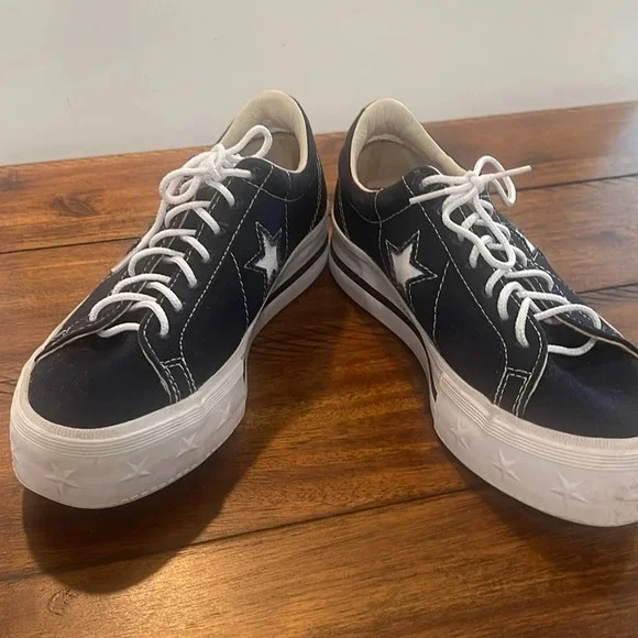 RARE Converse One Star Platform Ox sneakers 564031C black red bottom soles 5.5 - Picture 12 of 17